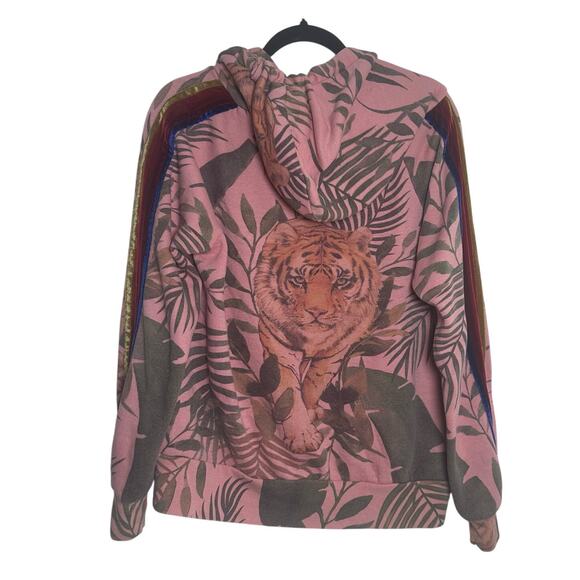 Aviator Nation Rare Tiger Jungle Tropical Print Zip Up Hoodie Jacket M Flawed! - Picture 10 of 12
